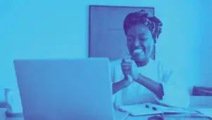 Woman looking at a laptop