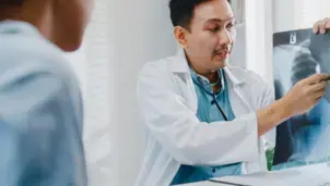 Doctor looking at a chest xray