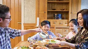 Family eating a meal