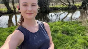 Runner taking selfie