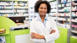 Pharmacist in a lab coat