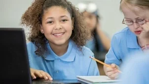 Two girls at school