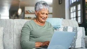 A woman on a laptop