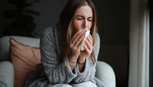 woman coughing 