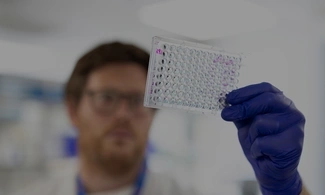 Lab researcher examining samples
