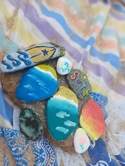 Seven painted stones